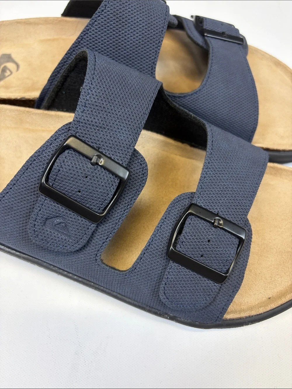 QUIKSILVER NAVY DOUBLE BUCKLE COMFORT SLIDE SANDALS MENS SIZE 10